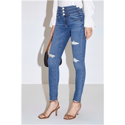 Vaquero slim de tiro alto Azul