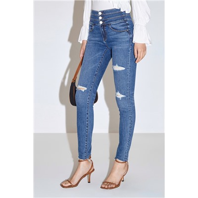 Vaquero slim de tiro alto Azul