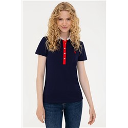 Kadın Lacivert Basic Polo Yaka Tişört