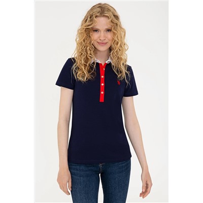 Kadın Lacivert Basic Polo Yaka Tişört