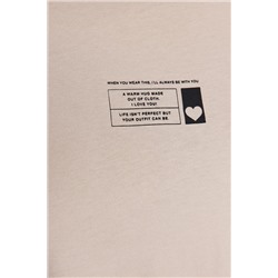 Bej Bisiklet Yaka Baskılı %100 Pamuk Örme T-Shirt TBBSS23BF00027