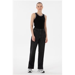 Kadın Siyah Straight Fit Jean Pantolon