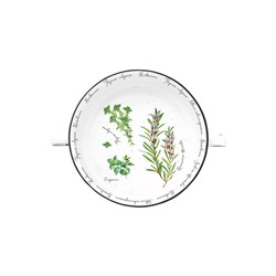 Салатник порционный, 12 см, 300 мл, с ручками, фарфор P, белый в крапинку, Растения, Herbarium EL, 58438