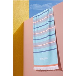 Serein Pamuklu Plaj Havlusu - Mavi/Turuncu - 70x150 cm