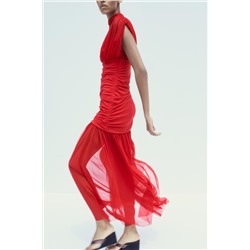CONTRAST TULLE MIDI DRESS