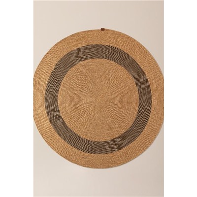 Alsace Yuvarlak Kilim - Naturel/Siyah - 120 cm