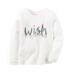 Long-Sleeve Sequin Wish Graphic Tee