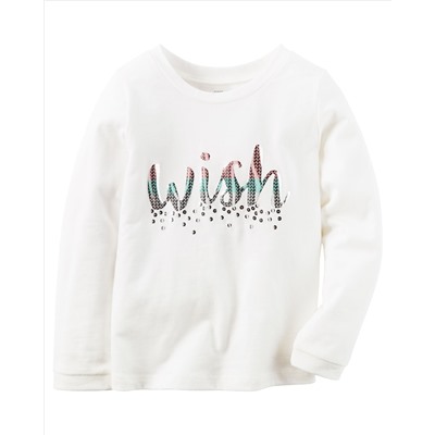 Long-Sleeve Sequin Wish Graphic Tee