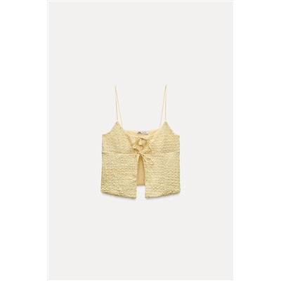 TEXTURED CROP TOP WITH RUFFLES