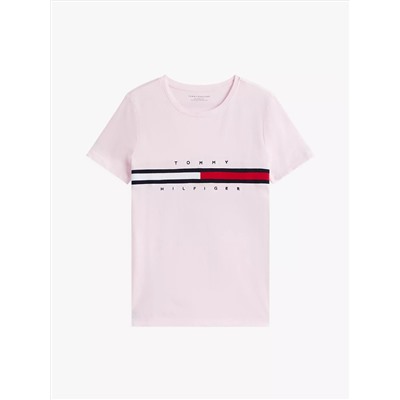 Embroidered Flag Stripe Logo T-Shirt
