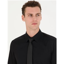 Siyah Slim Fit Uzun Kollu Basic Gömlek
