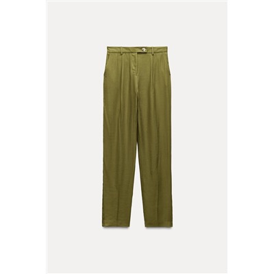 LINEN BLEND DARTED TROUSERS