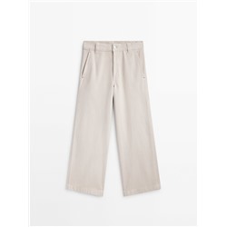 Pantalón ancho cropped mezcla algodón