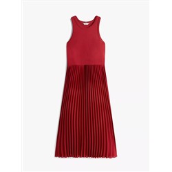 Pleated Mix Media Tank Dress