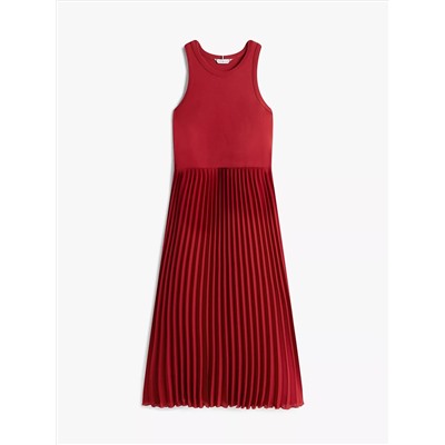 Pleated Mix Media Tank Dress