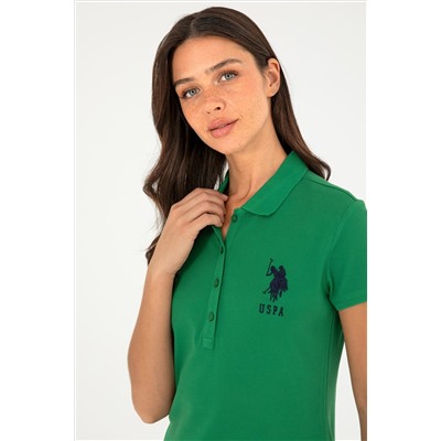 Kadın Yeşil Polo Yaka Örme Elbise
