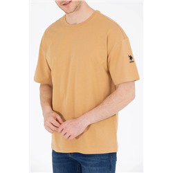 Erkek Camel Oversize Bisiklet Yaka Tişört