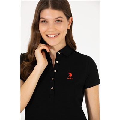 Kadın Siyah Polo Yaka Örme Elbise