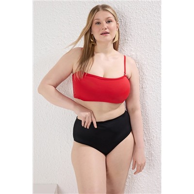 Kırmızı Straplez İp Askılı Büyük Beden Bikini Üstü TBBSS23CT00013