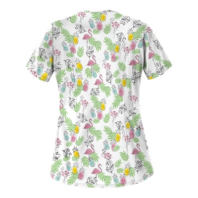 UA Stand Tall White Print Scrub Top