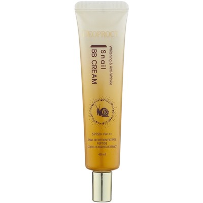 DEOPROCE ANTI-WRINKLE SNAIL BB CREAM SPF50+PA+++ Антивозрастной солнцезащитный BB крем с муцином улитки 40мл