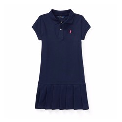 Pleated Cotton Polo Dress