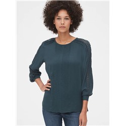 Lace-Trim Pintuck Top