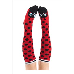Denokids Uğurböceği Kız Çocuk Kırmızı Puantiyeli Dizaltı Çorap CFF-22S1-137