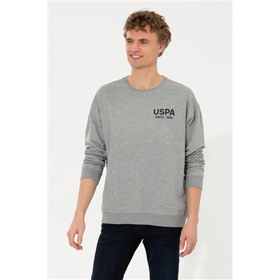 Erkek Gri Melanj Bisiklet Yaka Sweatshirt