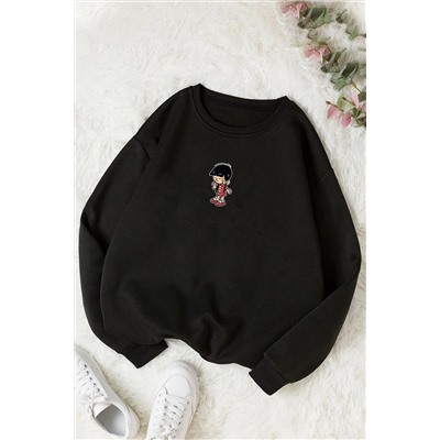 uyguntarzUnisex Chen Üzümlü Kekim Baskılı Bisiklet Yaka Sweatshirt
