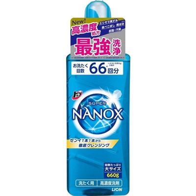 LION Жидкое средство для стирки TOP SUPER NANOX аромат морской свежести, бутылка с колпачком-дозатором 660гр.