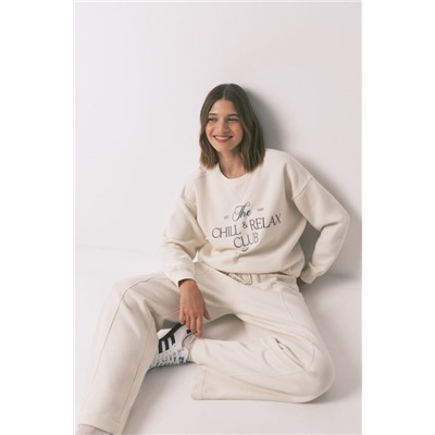 Sudadera felpa algodón blanco