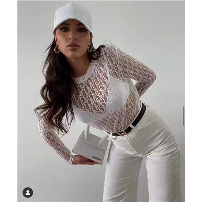 Прозрачная ажурная блузка с длинным рукавом  Christia*n Dio*r