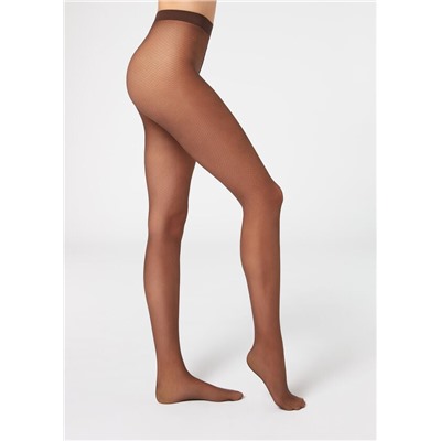 Transparente Strumpfhose 30 Denier mit Mini-Rautenmuster