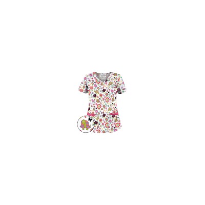 UA Slowpoke White Five-Pocket Print Scrub Top