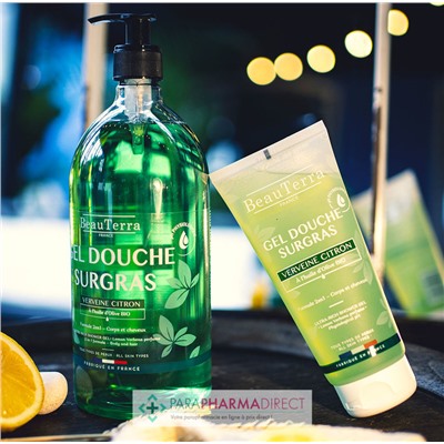 BeauTerra Gel Douche Surgras - Verveine Citron 100 mL - Format Voyage