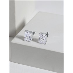 Кольцо из серебра с фианитом родированное - Прямоугольник 925 пробы 1-037р200