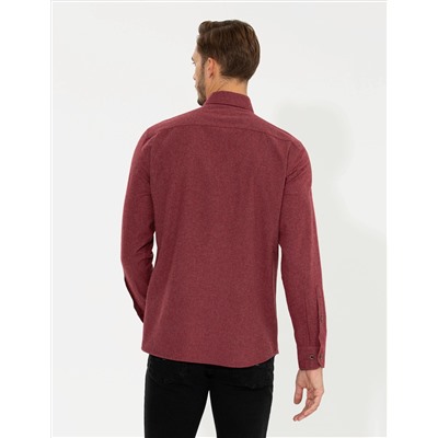 Bordo Regular Fit Uzun Kollu Gömlek