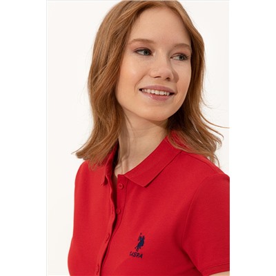 Kadın Kırmızı Basic Polo Yaka Tişört