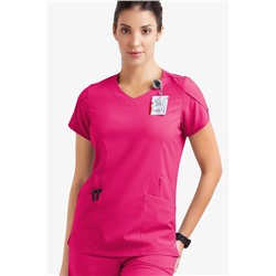 Easy STRETCH Daisy Women's 4-Pocket V-Neck Scrub Top with Petal Sleeves