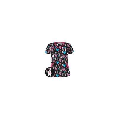 UA Honey Bunny Black Print Scrub Top