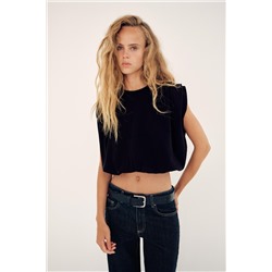 PLEATED COTTON T-SHIRT