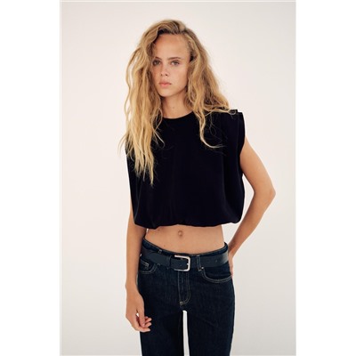 PLEATED COTTON T-SHIRT