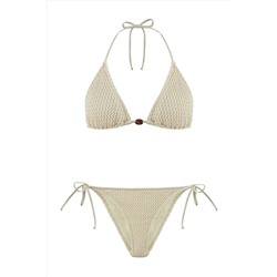 Aquella, Ekru Kroşe Üçgen Bikini Takım