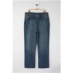 Mavi Yüksek Bel Straight Fit Denim Büyük Beden Jeans TBBSS24CJ00051