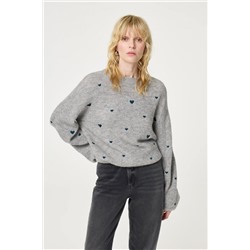 Милый женский пуловер Fabienne Chapo*t с вышитыми сердечками, экспорт