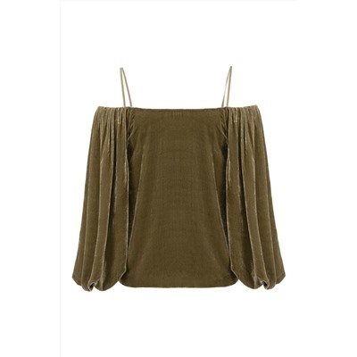 Blusa de terciopelo Caqui