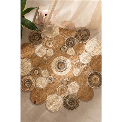 Janvry Eklemeli Yuvarlak Kilim - Bej/Krem - 120 cm