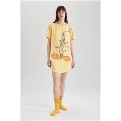 Defacto Fall In Love Looney Tunes Regular Fit Bisiklet Yaka %100 Pamuk Elbise Z9787AZ23SM