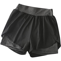 TOTAMALA Women's Running Workout Exercise Elastic Yoga Hot Shorts Sport Fitness Active Jogging Shorts 2-in-1(Pack of 2)